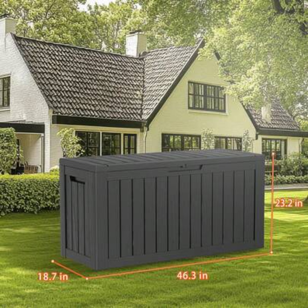 Garden Storage Box - 90 Gallon Lockable Resin Deck Box