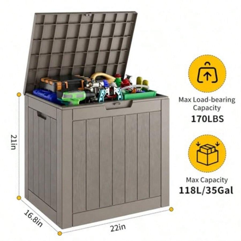 35 Gallon Outdoor Storage Box, - Garden Storage Box recension och pris