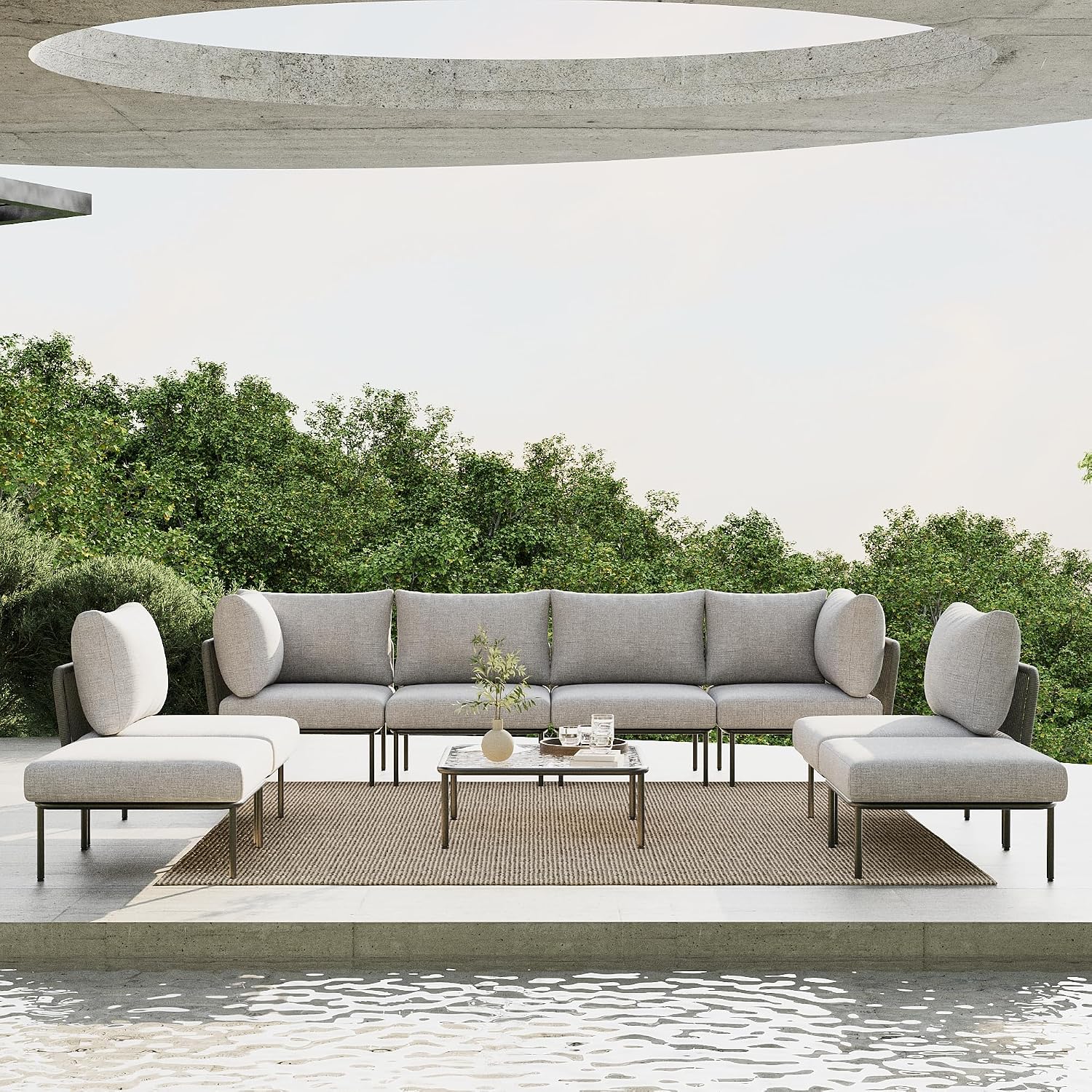 9 Piece Modern Outdoor Rope Wi - Outdoor Furniture Rope recension och pris
