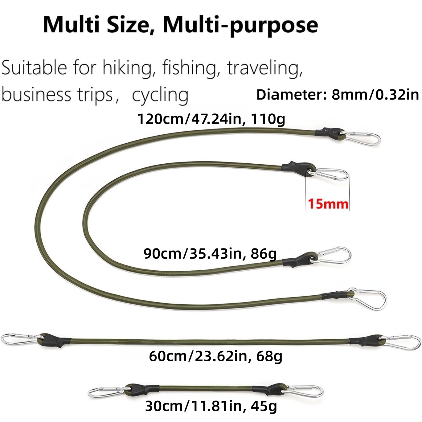 2Pcs Elastic Rope Aluminum Hoo - Outdoor Furniture Rope recension och pris