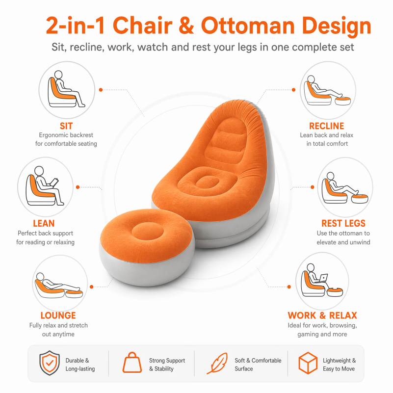 Flocking Inflatable Lazy Sofa  - Outdoor Furniture Nearby recension och pris