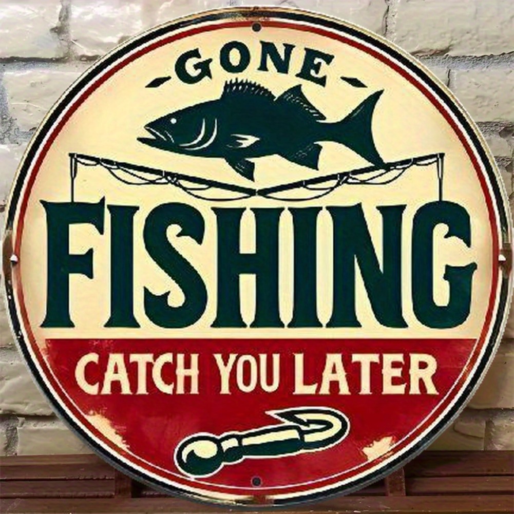 Vintage Fishing Aluminum Sign  - Outdoor Furniture Shop recension och pris