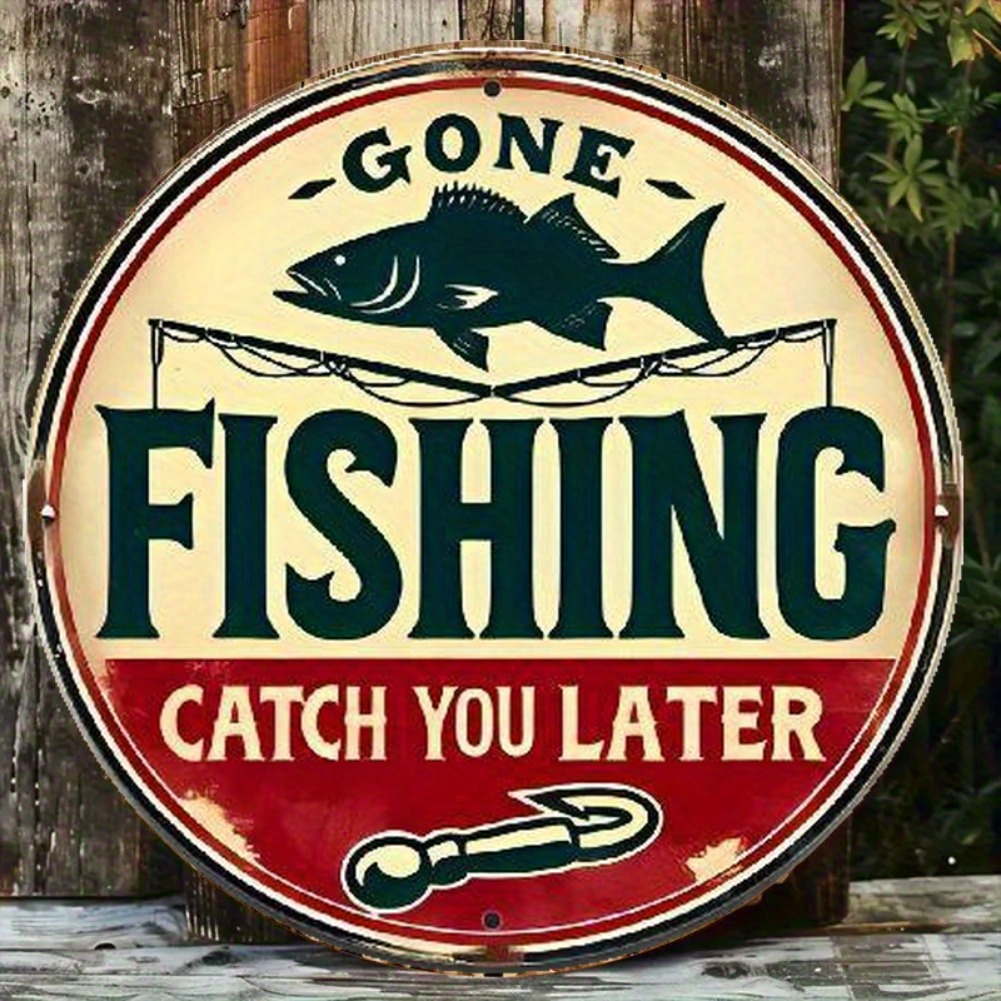Vintage Fishing Aluminum Sign  - Outdoor Furniture Shop recension och pris