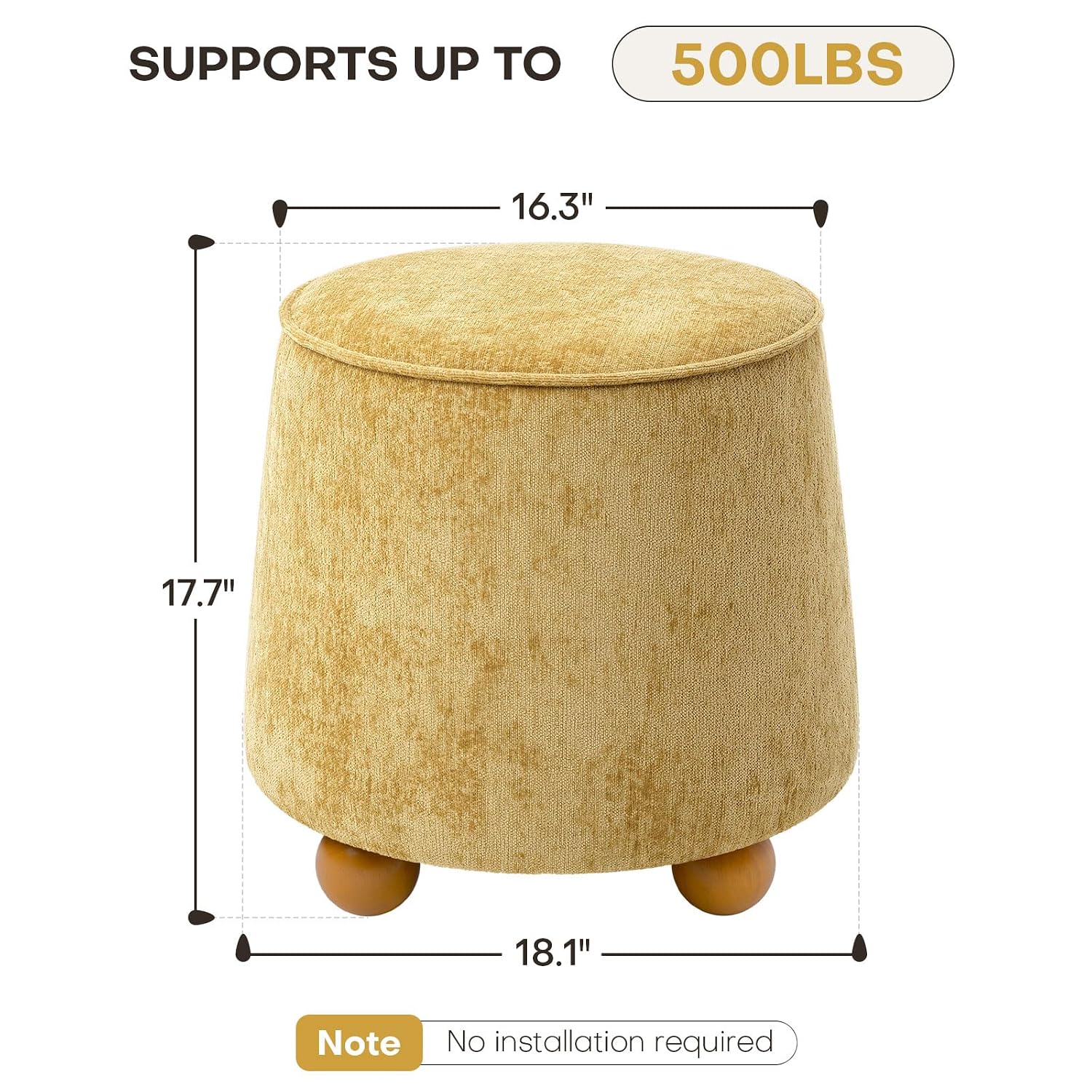 Round Tapered Ottoman Rubberwo - Outdoor Furniture Yellow recension och pris