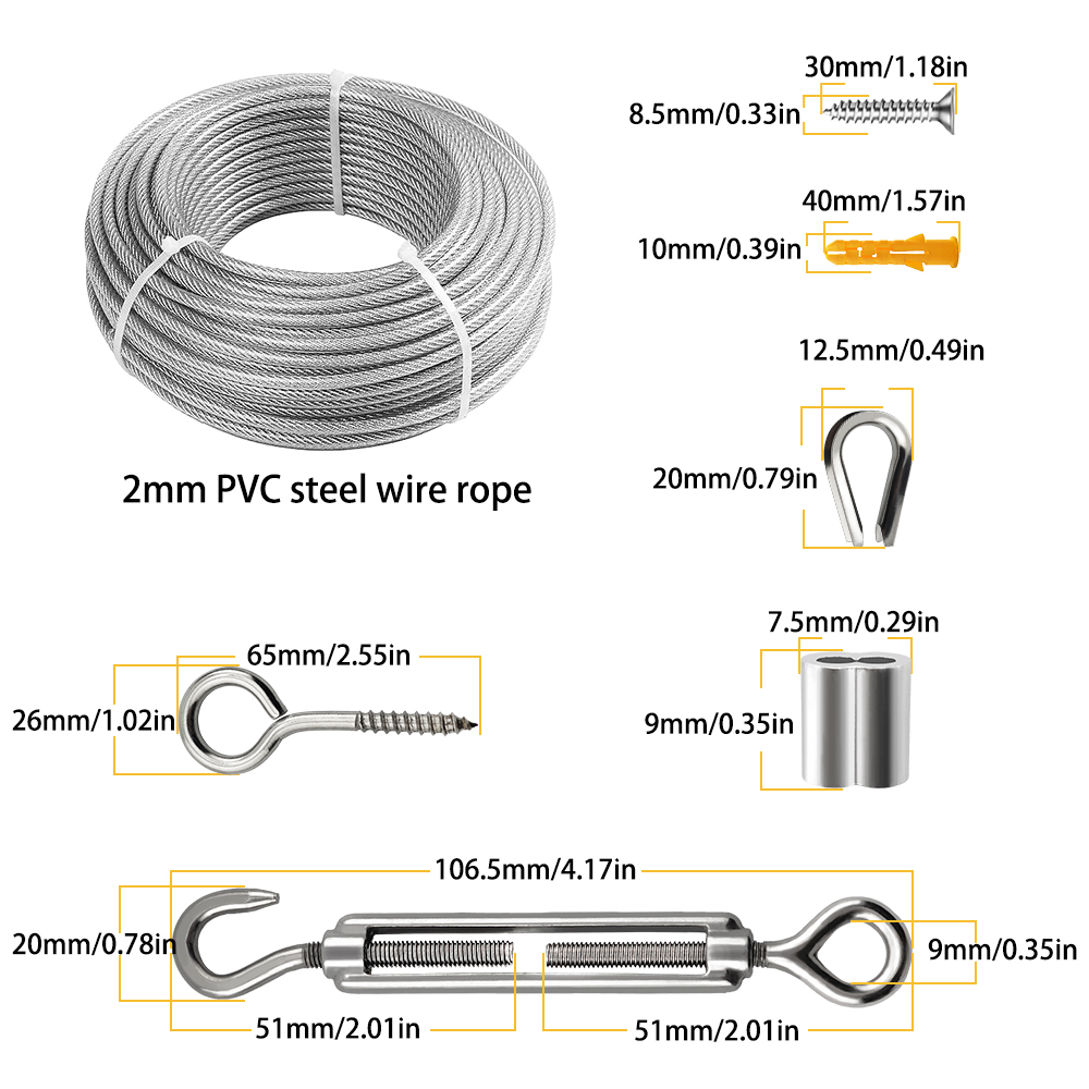10-25M Steel Wire Rope Stainle - Outdoor Furniture Rope recension och pris