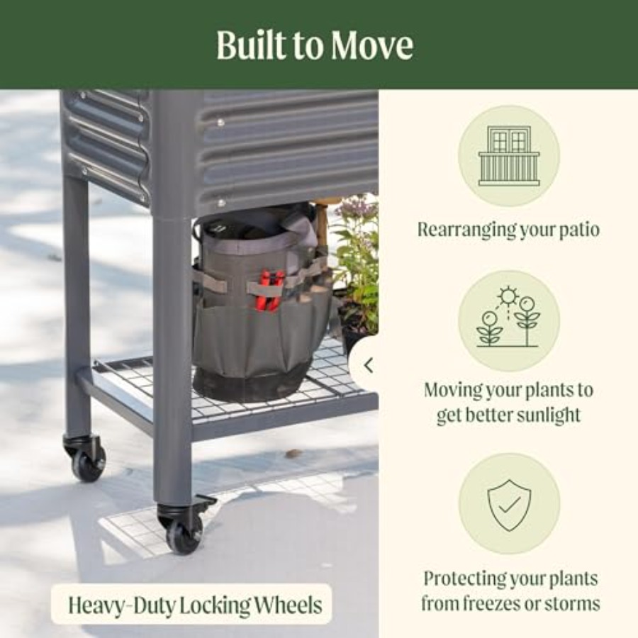 Rolling Elevated Raised Garden - Garden Storage Box recension och pris